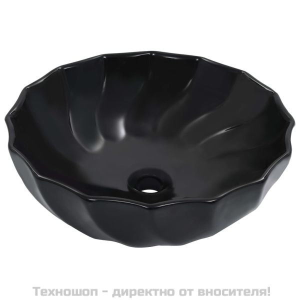 Мивка, 46x17 см, керамична, черна