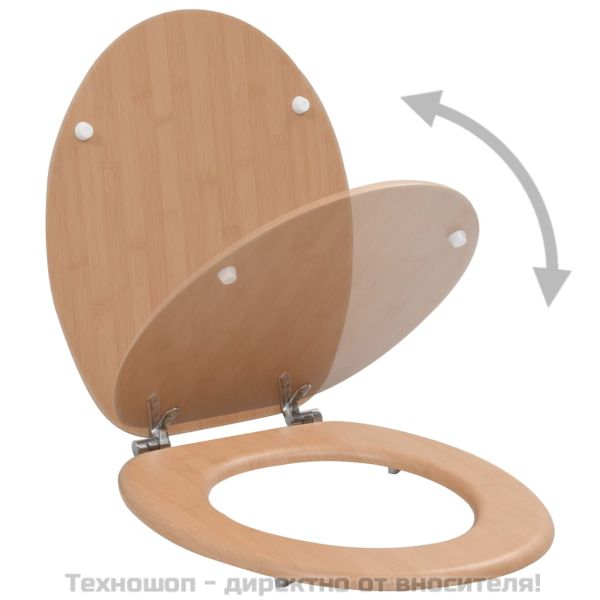 WC тоалетна седалка с капак, МДФ, дизайн бамбук