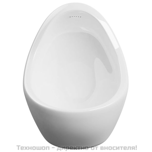 Окачен писоар с промивен кран, керамика, бял