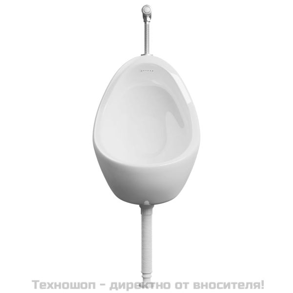 Окачен писоар с промивен кран, керамика, бял