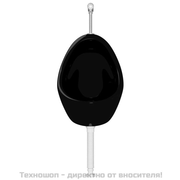 Окачен писоар с промивен кран, керамика, черен