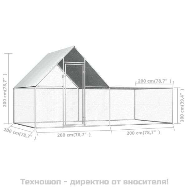 Птичарник, 4x2x2 м, поцинкована стомана