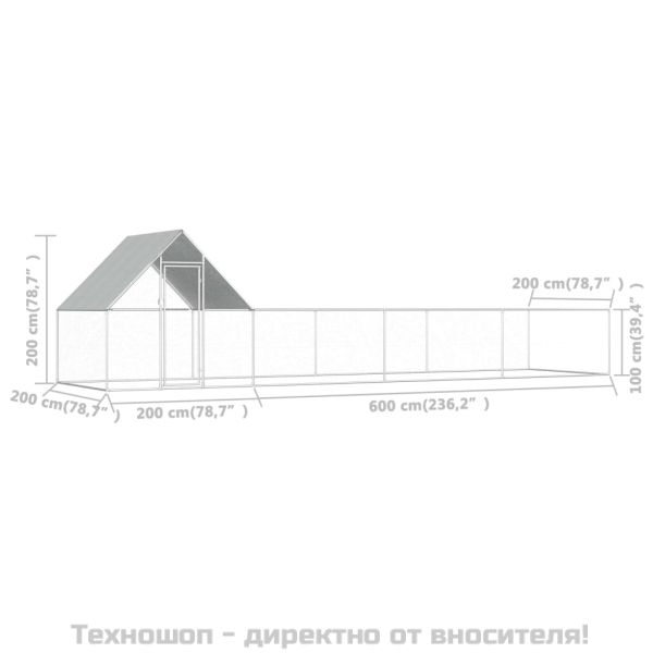 Птичарник, 8x2x2 м, поцинкована стомана