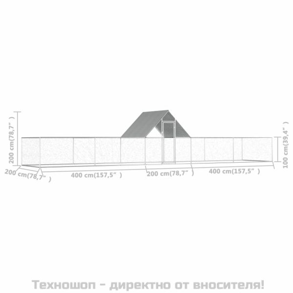 Птичарник, 10x2x2 м, поцинкована стомана