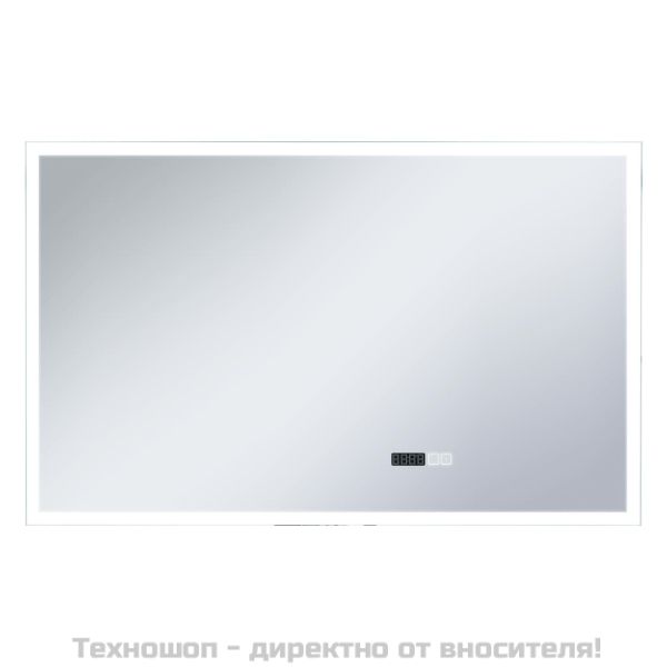 LED огледало за баня с тъч сензор и показване на часа 100x60 см