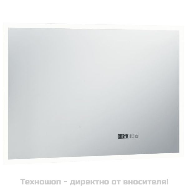 LED огледало за баня с тъч сензор и показване на часа 100x60 см