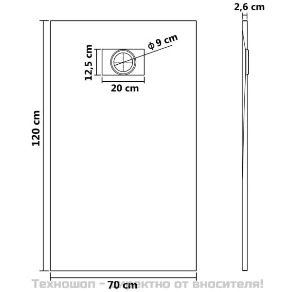Душ корито, SMC, бяло, 120x70 см