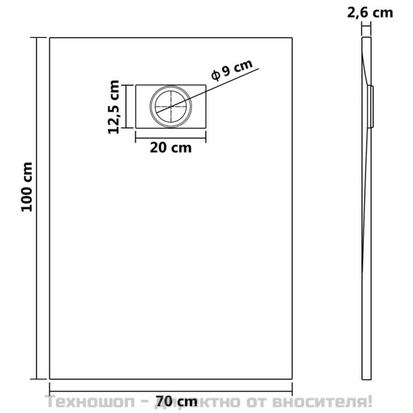 Душ корито, SMC, черно, 100x70 см