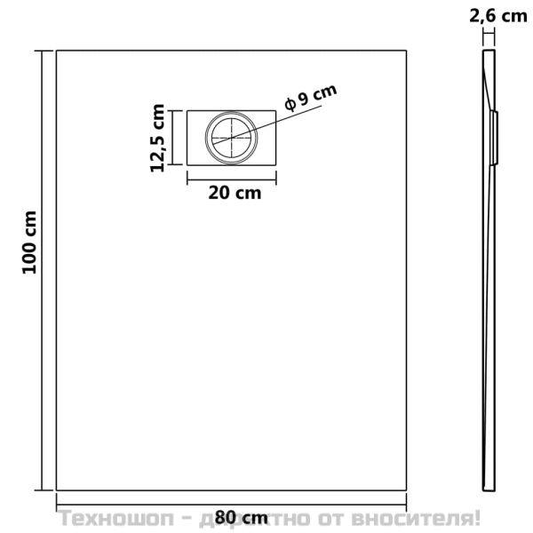 Душ корито, SMC, черно, 100x80 см