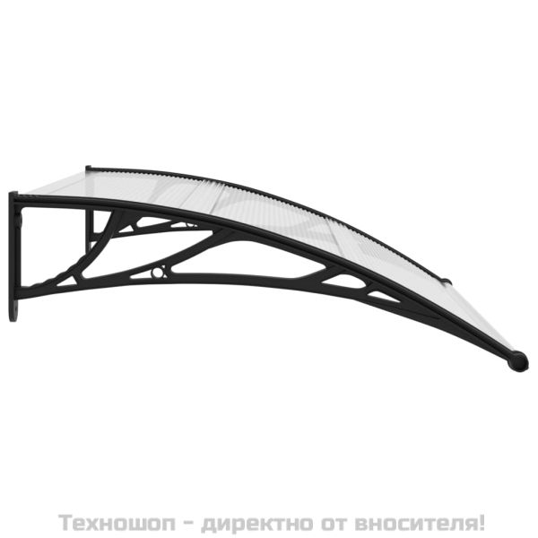 Навес за врата черно и прозрачно 120x75 см PC