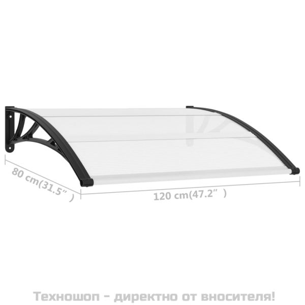 Навес за врата черно и прозрачно 120x75 см PC