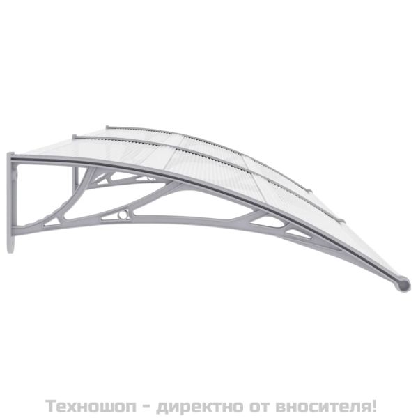 Навес за врата сиво и прозрачно 240x75 см PC