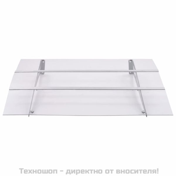Навес за врата, сребристо и прозрачно, 120x90 см, поликарбонат