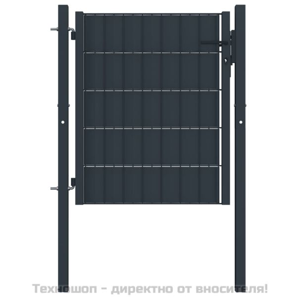 Оградна порта PVC и стомана 100x81 см, антрацит