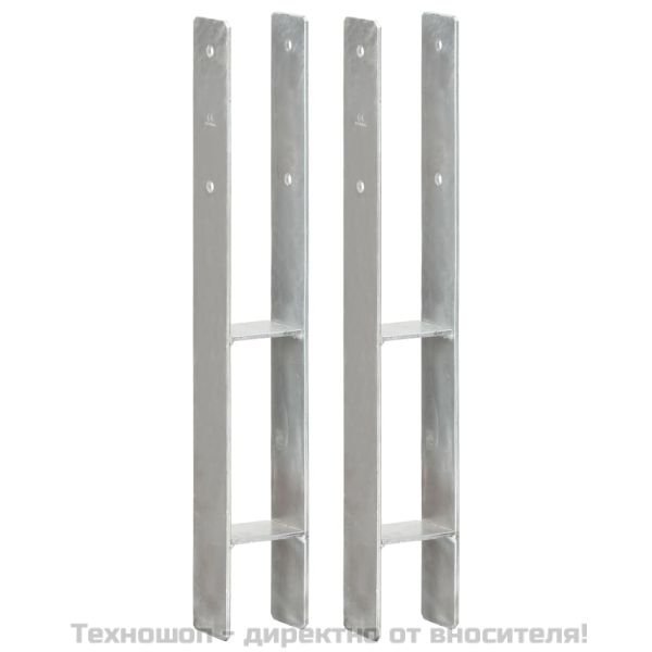 Подпори за ограда 2 бр сребристи 8x6x60 см поцинкована стомана