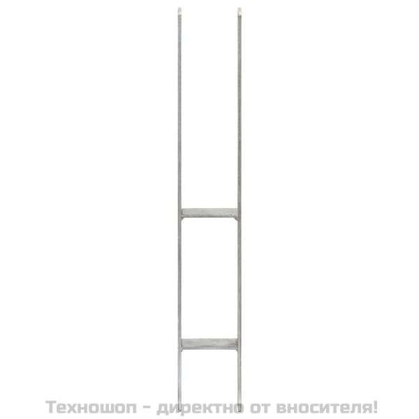 Подпори за ограда 2 бр сребристи 8x6x60 см поцинкована стомана