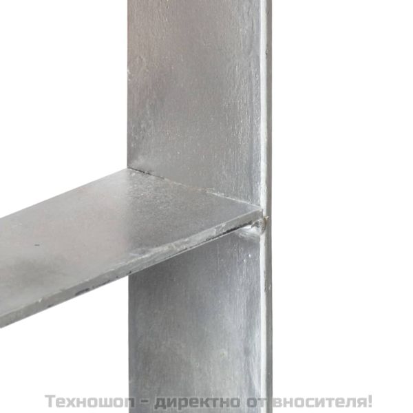 Подпори за ограда 2 бр сребристи 8x6x60 см поцинкована стомана