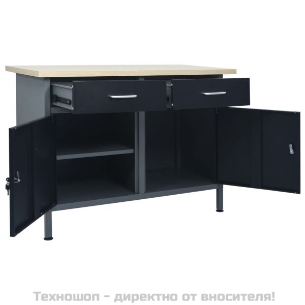 Работна маса, черна, 120x60x85 см, стомана