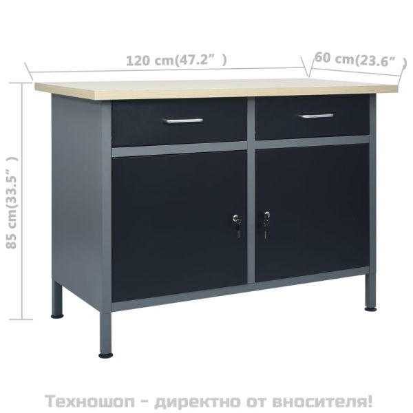 Работна маса, черна, 120x60x85 см, стомана