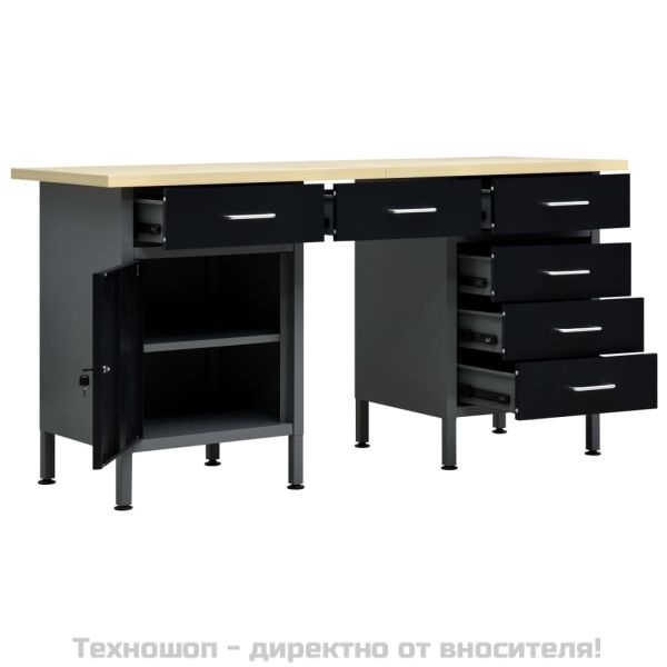 Работна маса, черна, 160x60x85 см, стомана