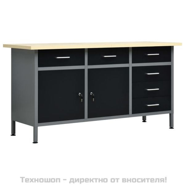 Работна маса, черна, 160x60x85 см, стомана