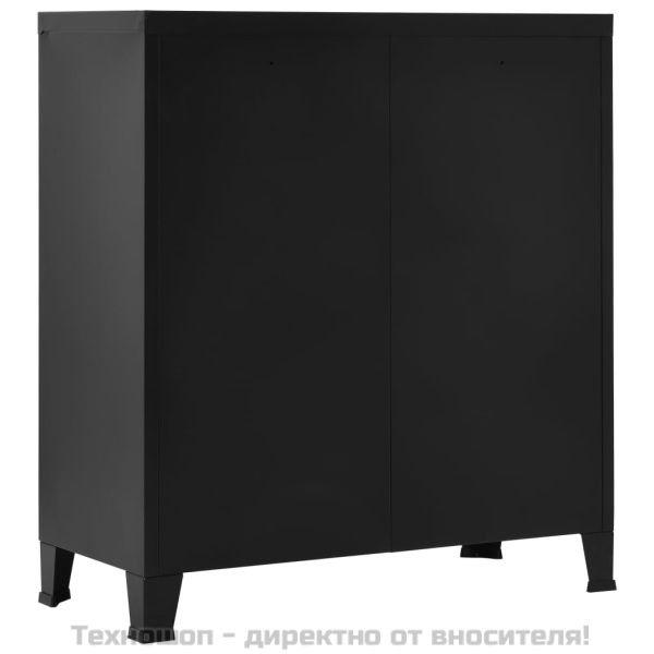 Индустриален скрин за съхранение, черен, 90x40x100 cм, стомана