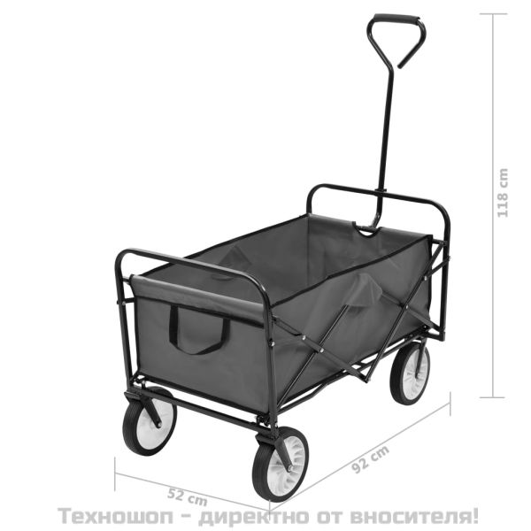 Сгъваема ръчна количка, стомана, сива