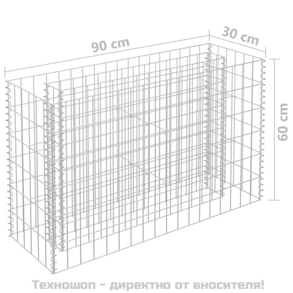 Габион повдигната леха, поцинкована стомана, 90x30x60 см