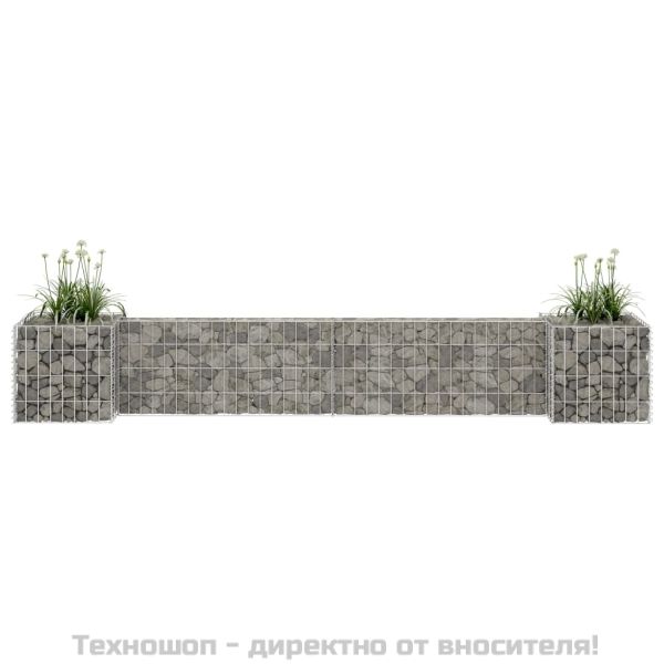 Габион плантер Н-образен, стоманена тел, 260x40x40 cм