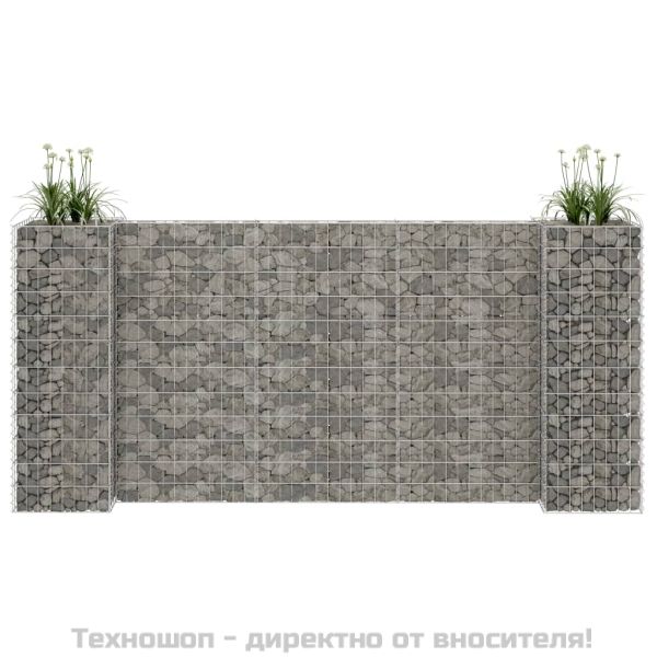 Габион плантер Н-образен, стоманена тел, 260x40x120 cм