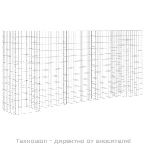 Габион плантер Н-образен, стоманена тел, 260x40x120 cм