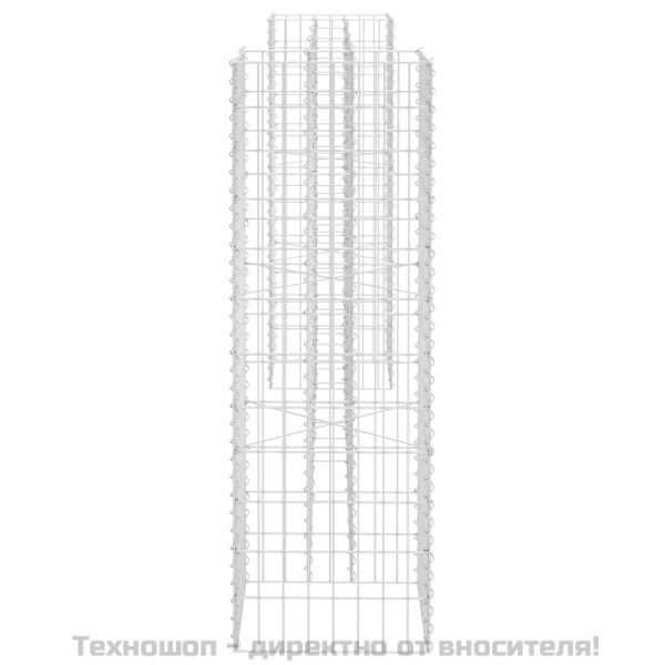 Габион плантер Н-образен, стоманена тел, 260x40x120 cм