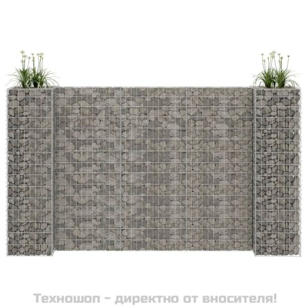 Габион плантер Н-образен, стоманена тел, 260x40x150 cм