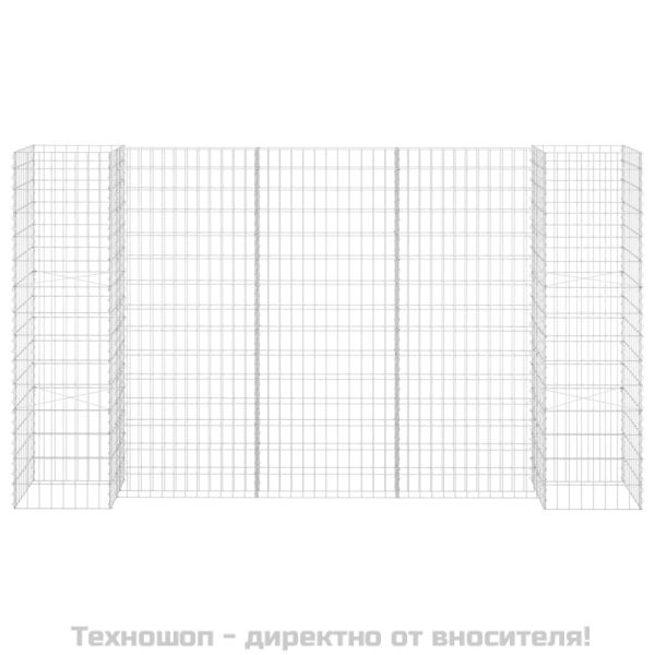 Габион плантер Н-образен, стоманена тел, 260x40x150 cм