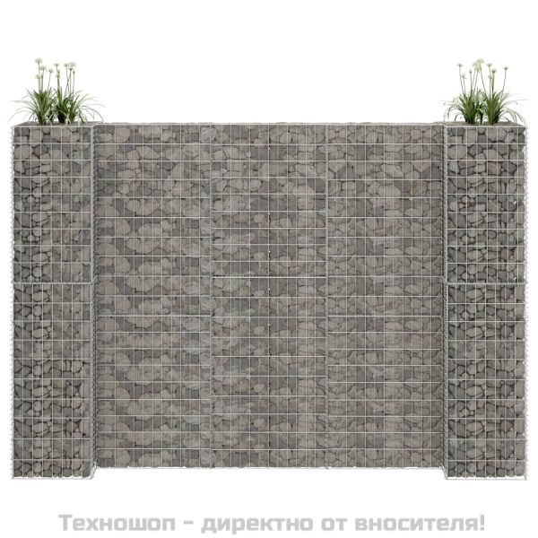 Габион плантер Н-образен, стоманена тел, 260x40x180 cм
