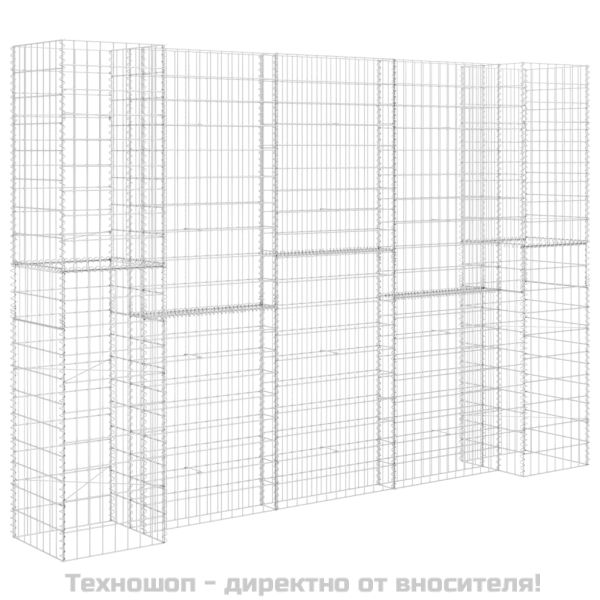 Габион плантер Н-образен, стоманена тел, 260x40x180 cм