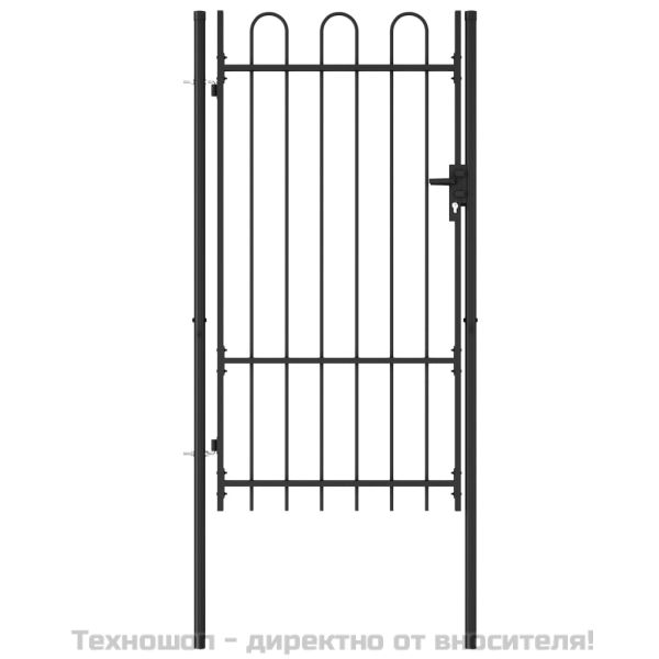 Оградна порта Boxtel с единична врата с арковиден връх, стомана, 1x1,75 м, черна