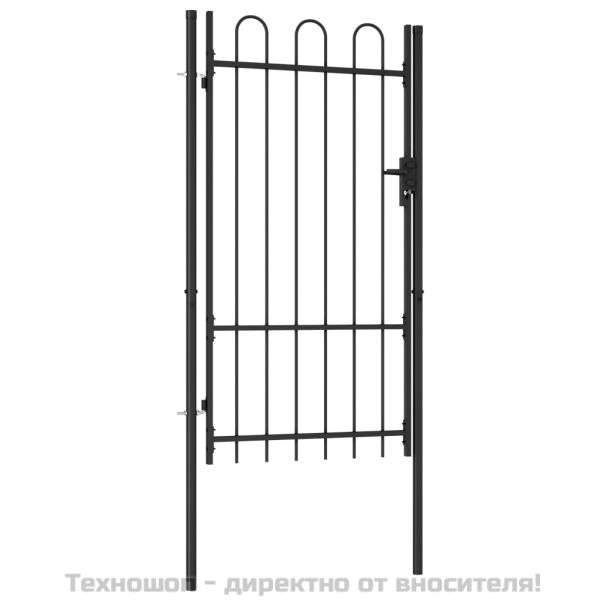 Оградна порта Boxtel с единична врата с арковиден връх, стомана, 1x1,75 м, черна