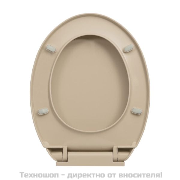 Тоалетна седалка с плавно затваряне, бежова, овална