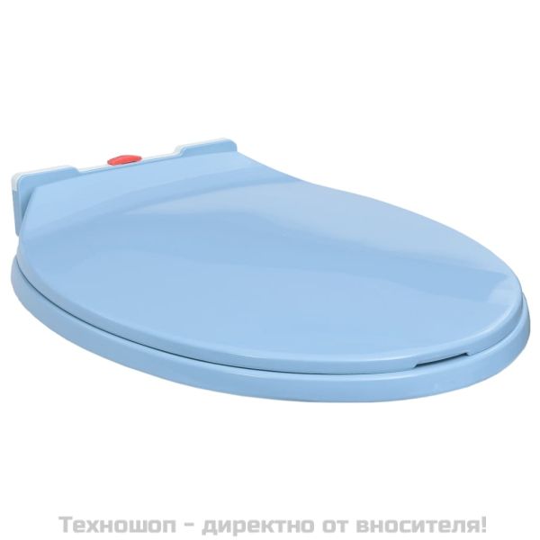 Тоалетна седалка плавно спускане бързо освобождаване синя овал