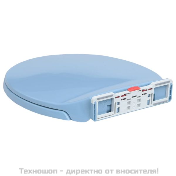 Тоалетна седалка плавно спускане бързо освобождаване синя овал