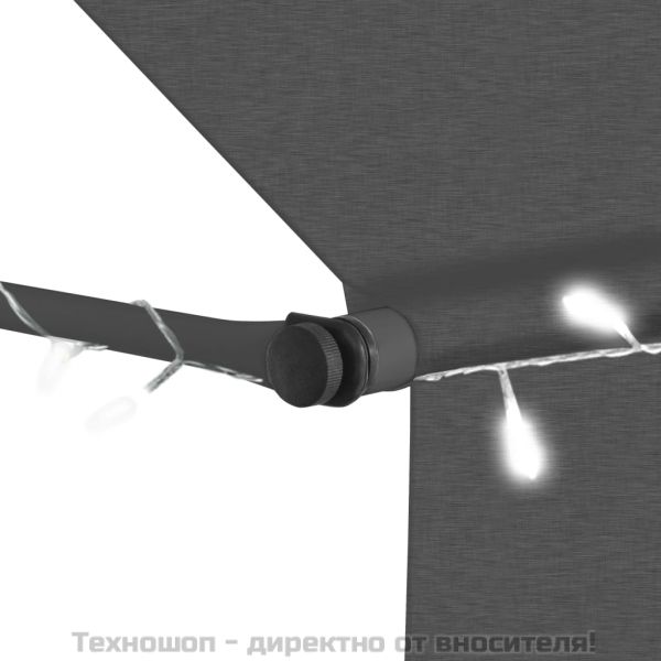 Ръчно прибиращ се сенник с LED, 200 см, антрацит