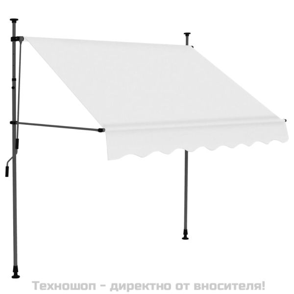 Ръчно прибиращ се сенник с LED, 150 см, кремав