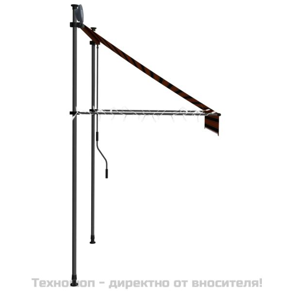 Ръчно прибиращ се сенник с LED, 150 см, оранжево и кафяво