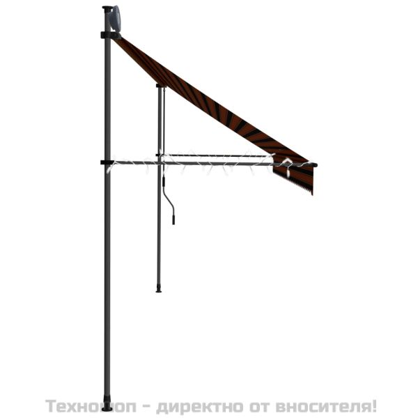 Ръчно прибиращ се сенник с LED, 400 см, оранжево и кафяво