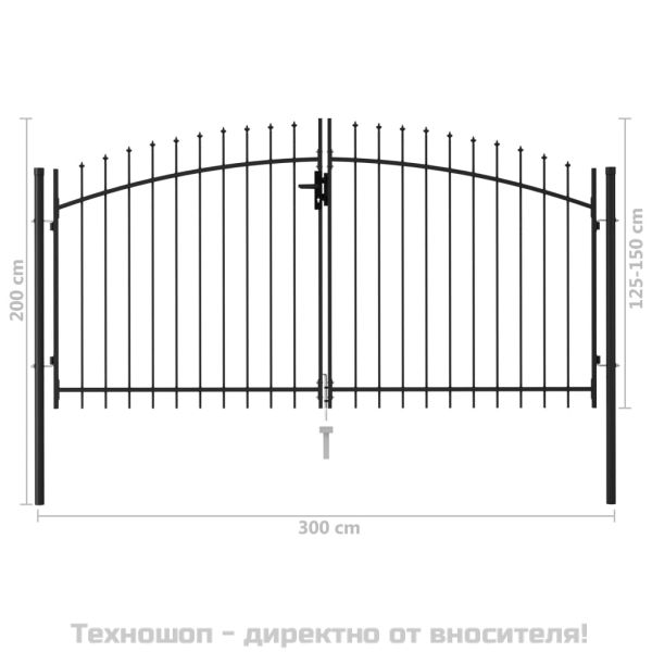 Оградна порта Woerden с двойна врата с шипове отгоре 299,5x199,5 см