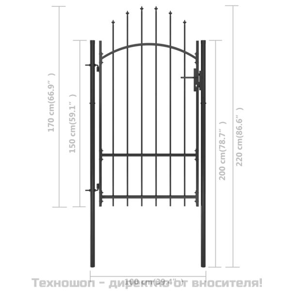 Градинска порта Woerden стомана 1x1,7 м черна