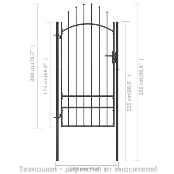 Градинска порта Woerden стомана 1x2 м черна