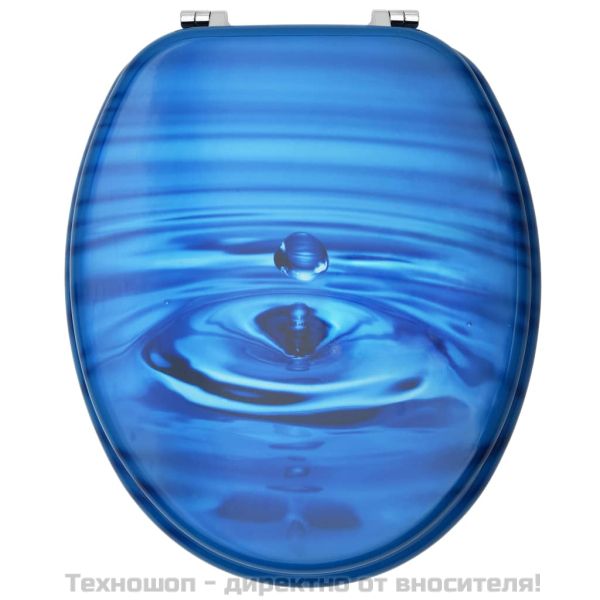 WC тоалетна седалка с капак, МДФ, дизайн сини водни капки
