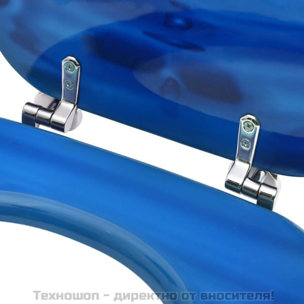 WC тоалетна седалка с капак, МДФ, дизайн сини водни капки